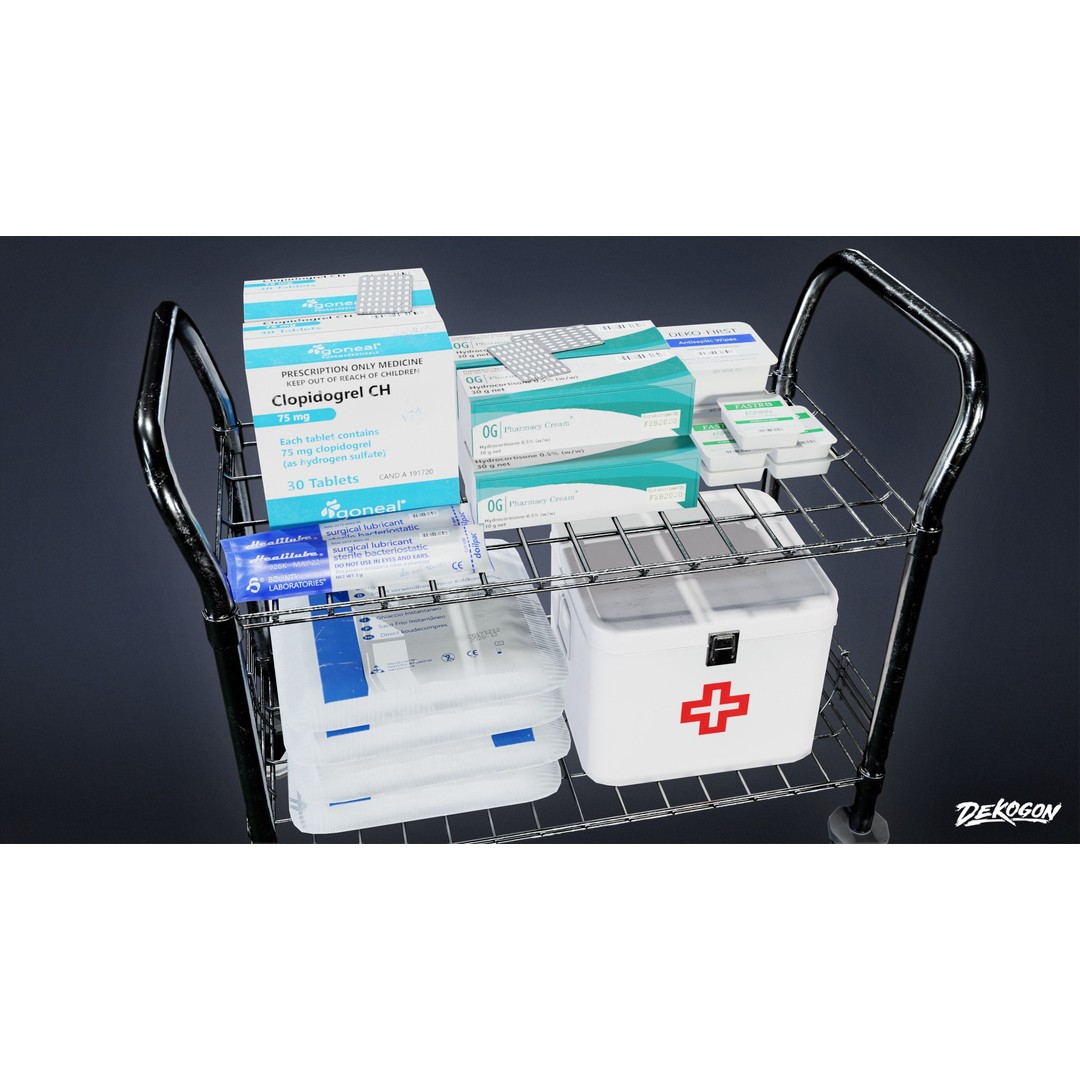 Hospital Supply Cart 3D Model – Low Poly Game Asset, FBX - View 8
