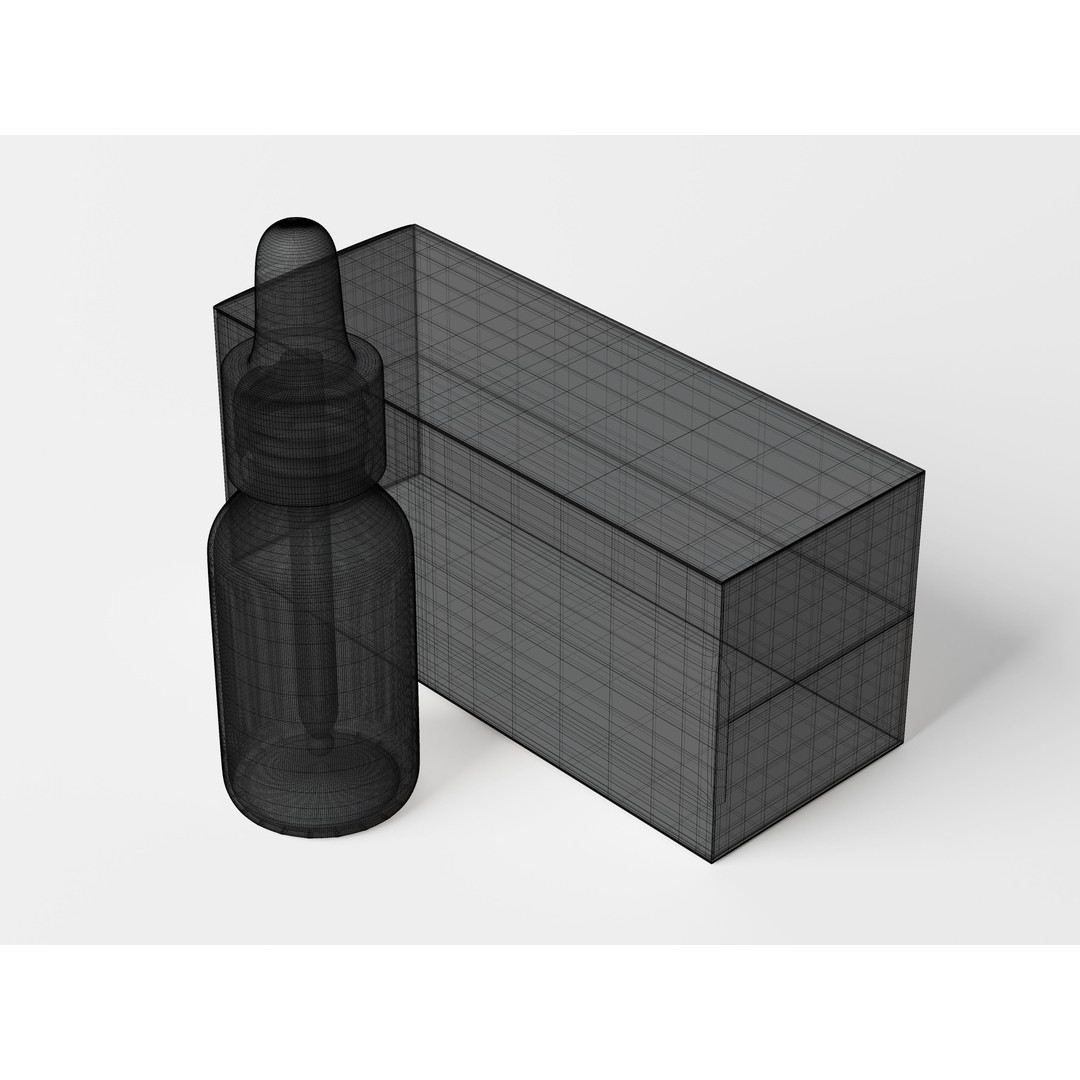 Clear Glass Dropper Bottle 3D Model – Low Poly PBR Asset, FBX, OBJ