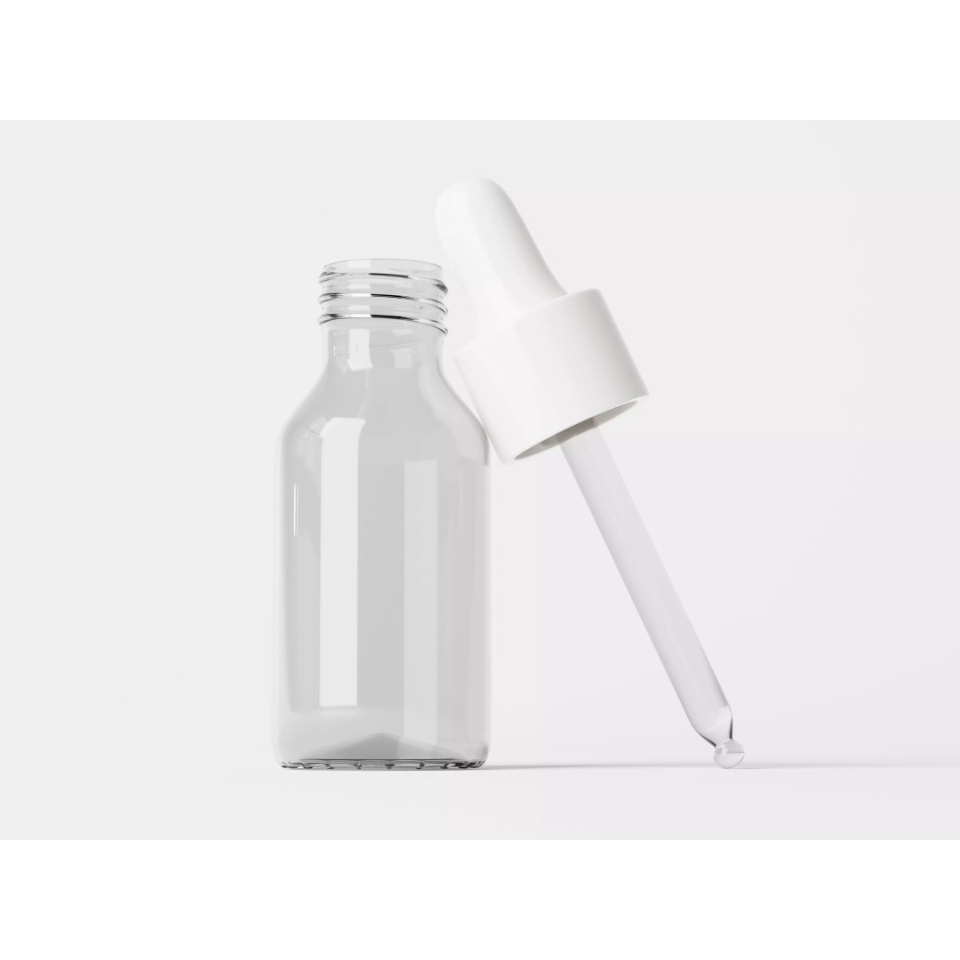 Clear Glass Dropper Bottle 3D Model – Low Poly PBR Asset, FBX, OBJ - View 2