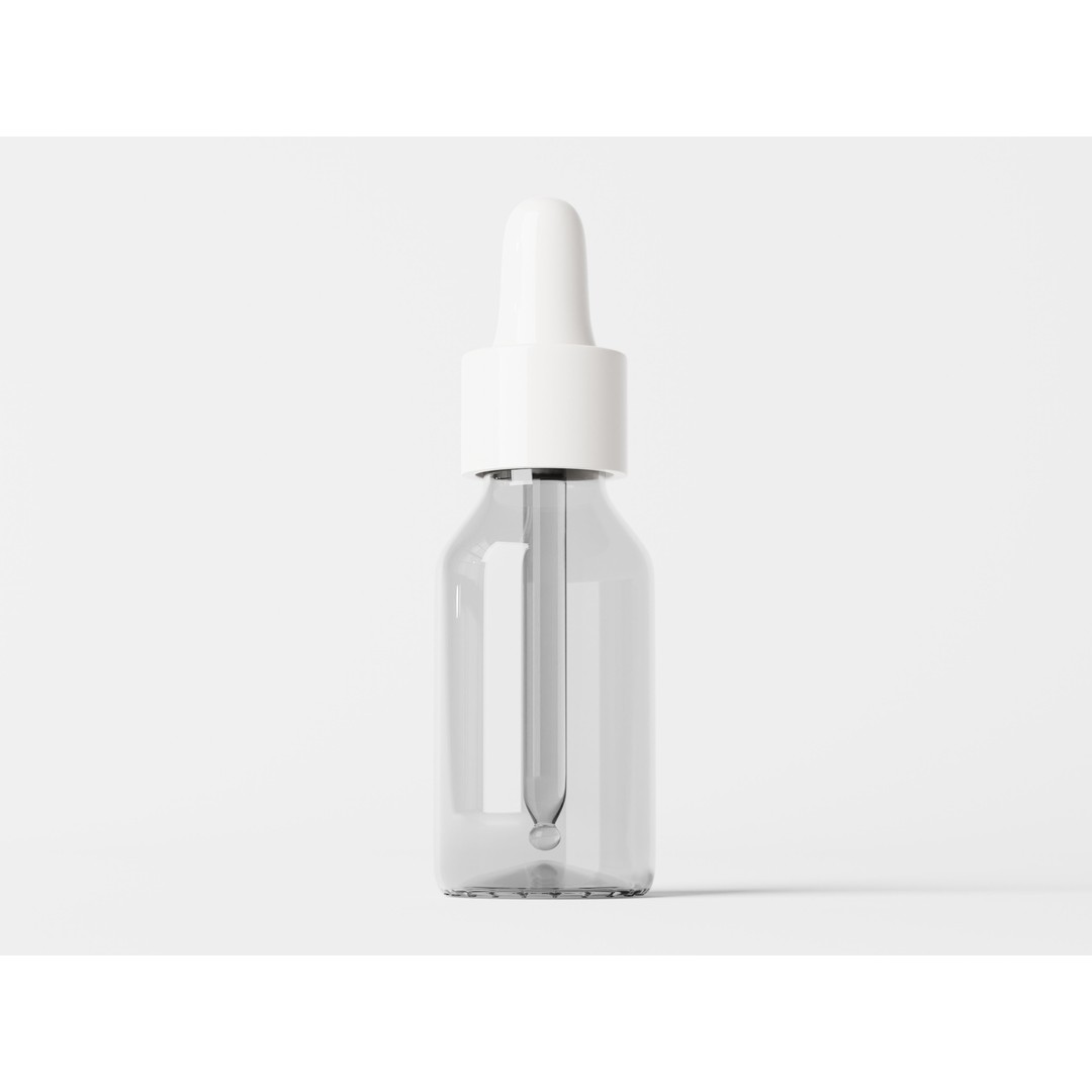 Clear Glass Dropper Bottle 3D Model – Low Poly PBR Asset, FBX, OBJ - View 6
