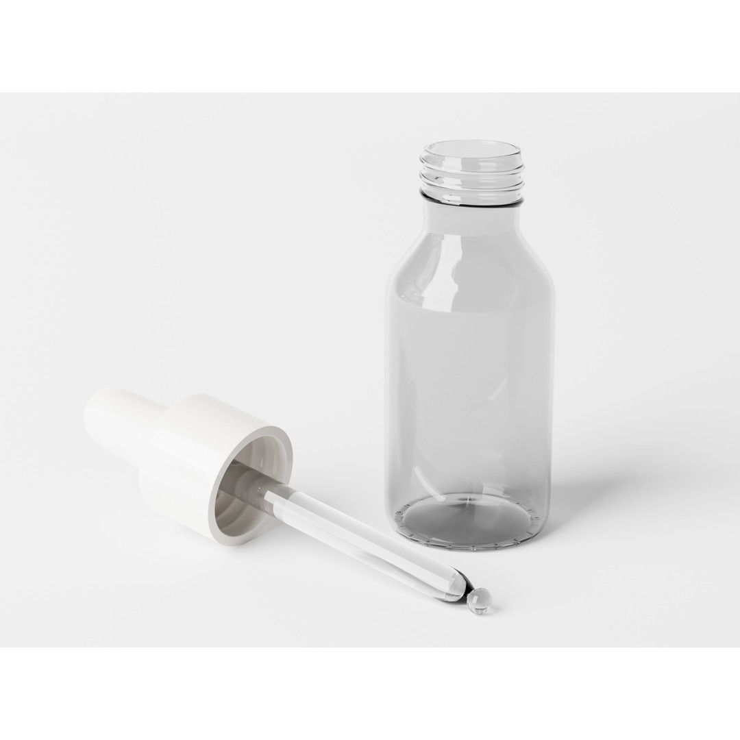 Clear Glass Dropper Bottle 3D Model – Low Poly PBR Asset, FBX, OBJ - View 7