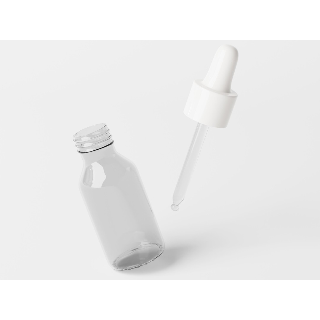 Clear Glass Dropper Bottle 3D Model – Low Poly PBR Asset, FBX, OBJ - View 8