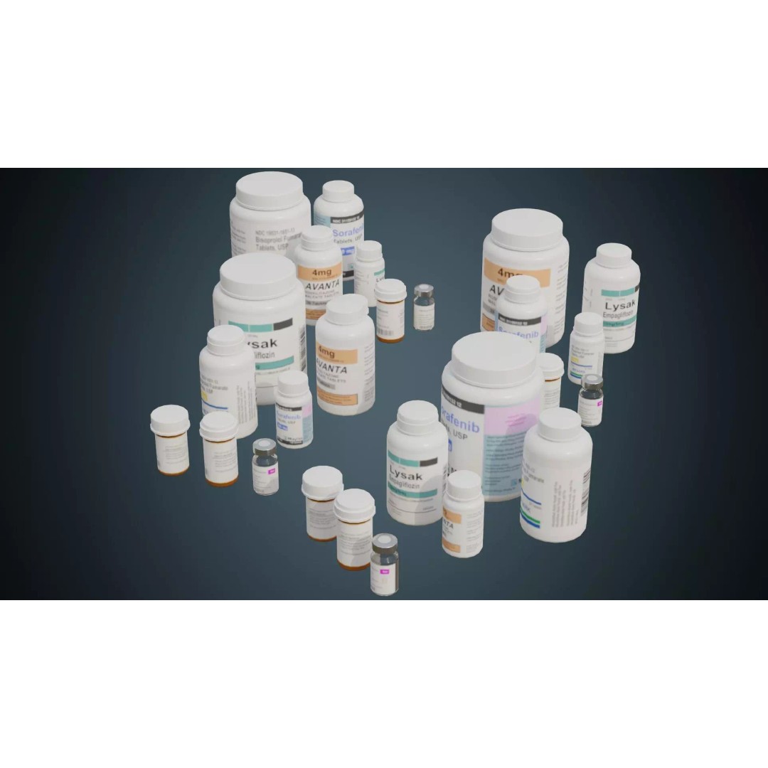 Medicine Bottle 3D Model – Low Poly PBR Asset for Medical Use - View 2