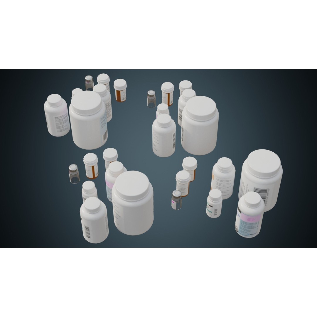 Medicine Bottle 3D Model – Low Poly PBR Asset for Medical Use - View 3