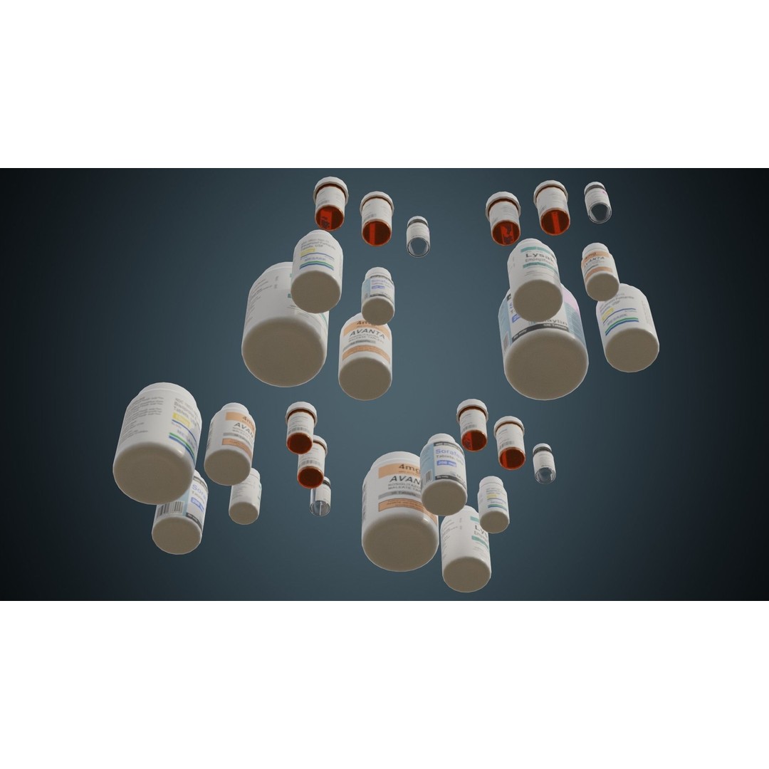 Medicine Bottle 3D Model – Low Poly PBR Asset for Medical Use - View 4