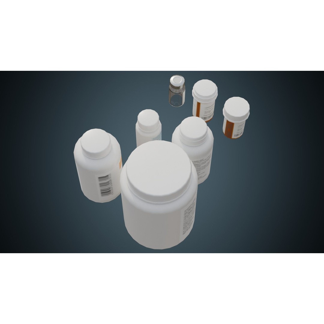 Medicine Bottle 3D Model – Low Poly PBR Asset for Medical Use - View 7