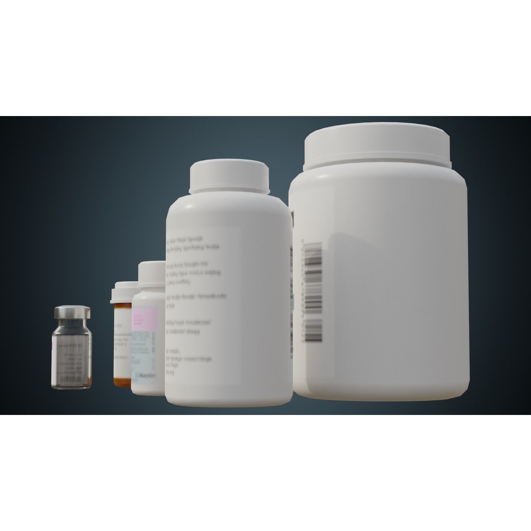 Medicine Bottle 3D Model – Low Poly PBR Asset for Medical Use - View 8