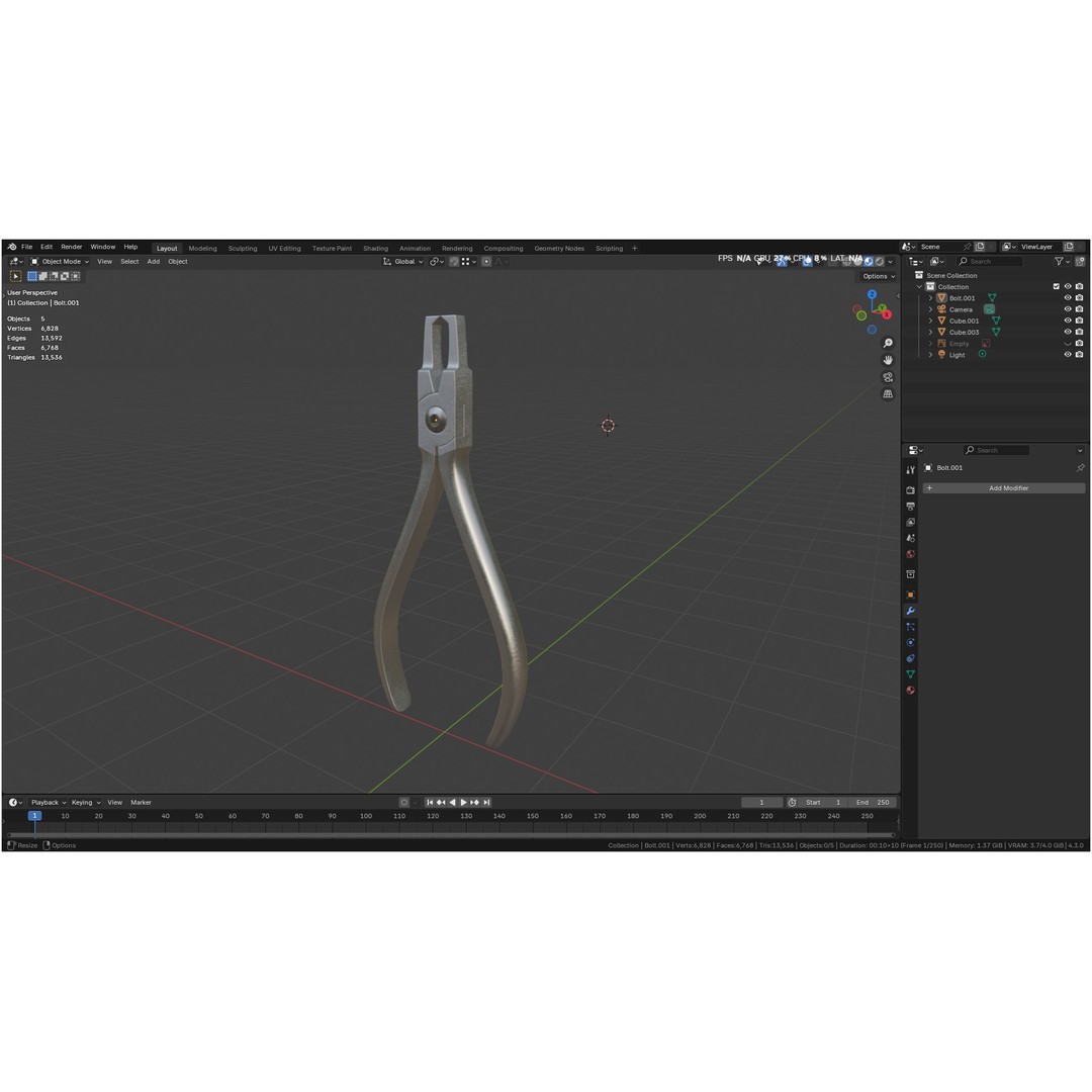 Bracket Removing Plier Tool 3D Model – Low Poly PBR Asset, FBX, OBJ - View 54