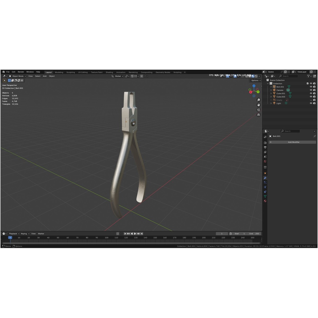 Bracket Removing Plier Tool 3D Model – Low Poly PBR Asset, FBX, OBJ - View 55
