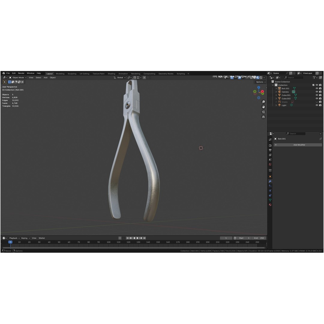 Bracket Removing Plier Tool 3D Model – Low Poly PBR Asset, FBX, OBJ - View 60