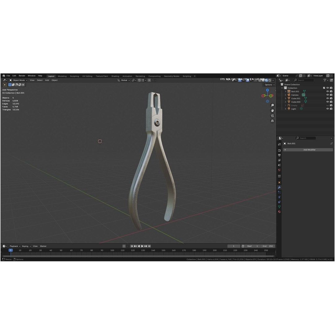 Bracket Removing Plier Tool 3D Model – Low Poly PBR Asset, FBX, OBJ - View 62