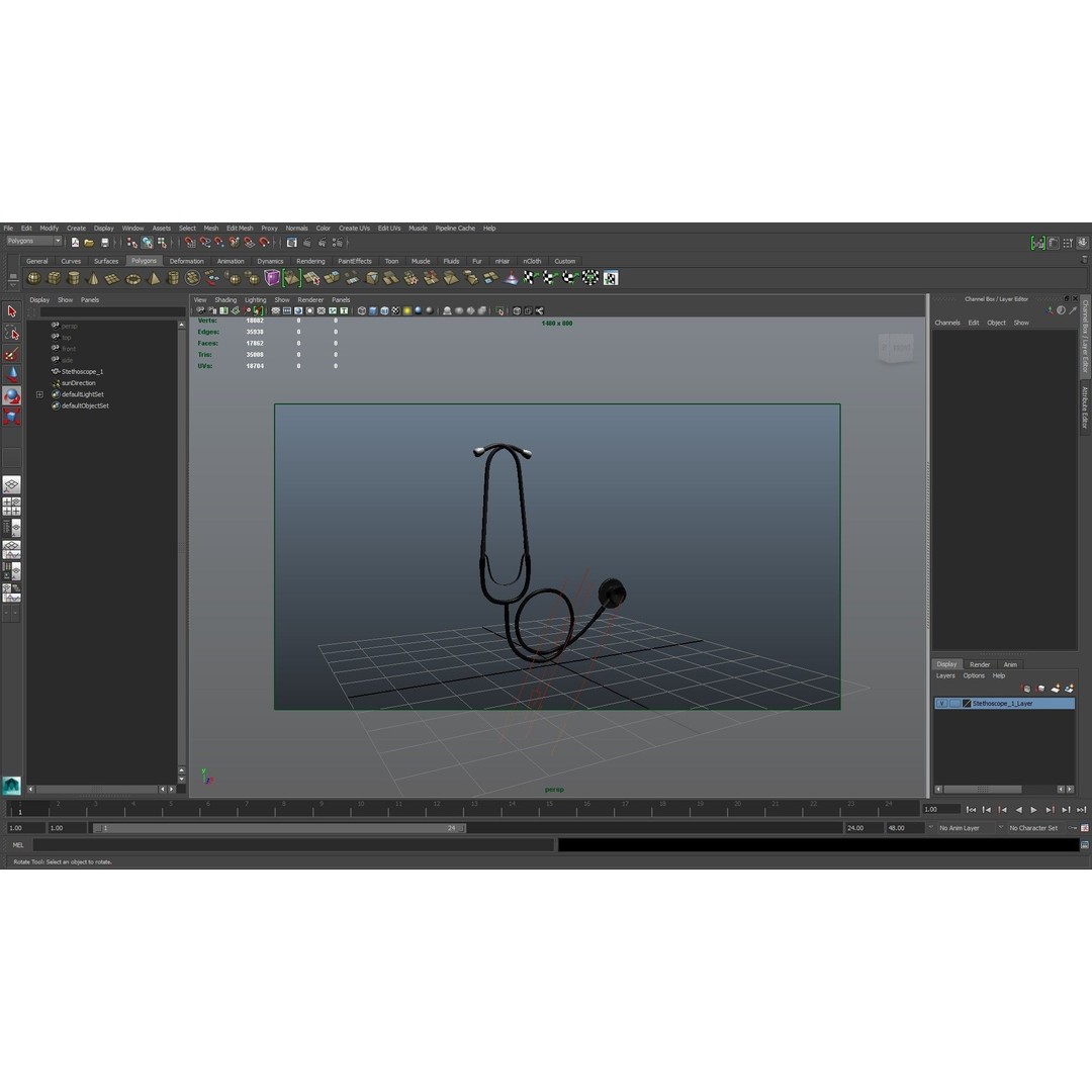 Stethoscope 3D Model – Low Poly Medical Equipment, FBX, PBR - View 34