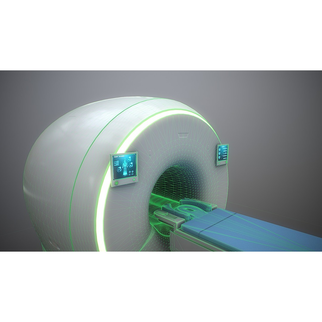 MRI Scanner 3D Model – Low Poly PBR Asset for Games, FBX, OBJ - View 6