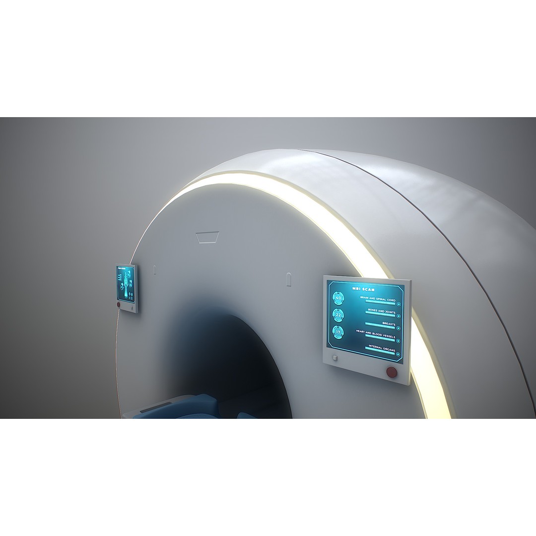 MRI Scanner 3D Model – Low Poly PBR Asset for Games, FBX, OBJ - View 7