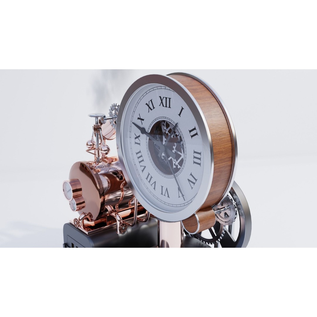 Steampunk Clock 3D Model – PBR Furniture Asset, Blender, FBX, OBJ - View 13