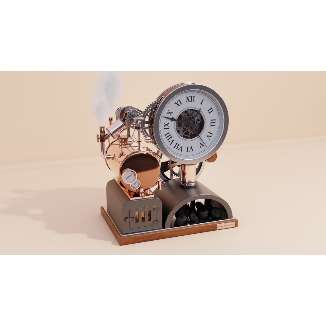 Steampunk Clock 3D Model – PBR Furniture Asset, Blender, FBX, OBJ - View 16
