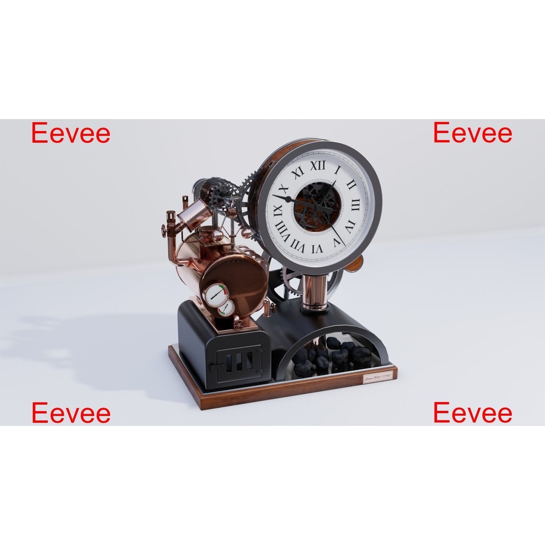 Steampunk Clock 3D Model – PBR Furniture Asset, Blender, FBX, OBJ - View 19