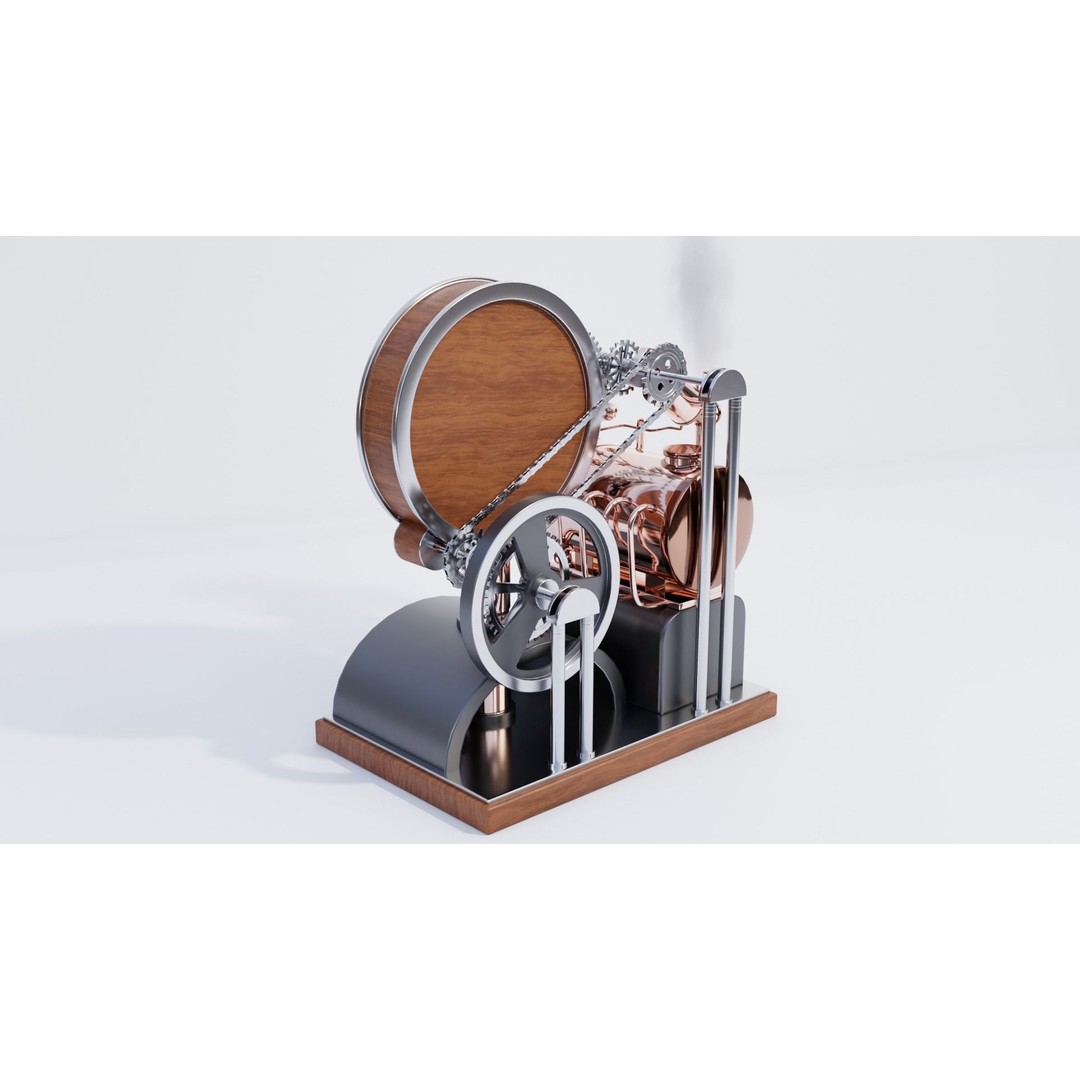 Steampunk Clock 3D Model – PBR Furniture Asset, Blender, FBX, OBJ - View 4