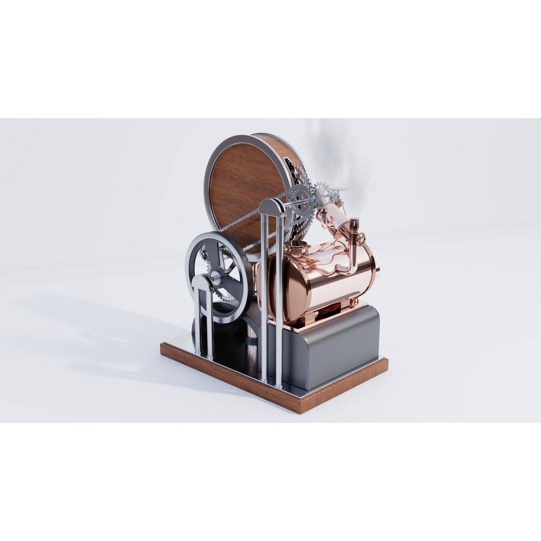 Steampunk Clock 3D Model – PBR Furniture Asset, Blender, FBX, OBJ - View 6