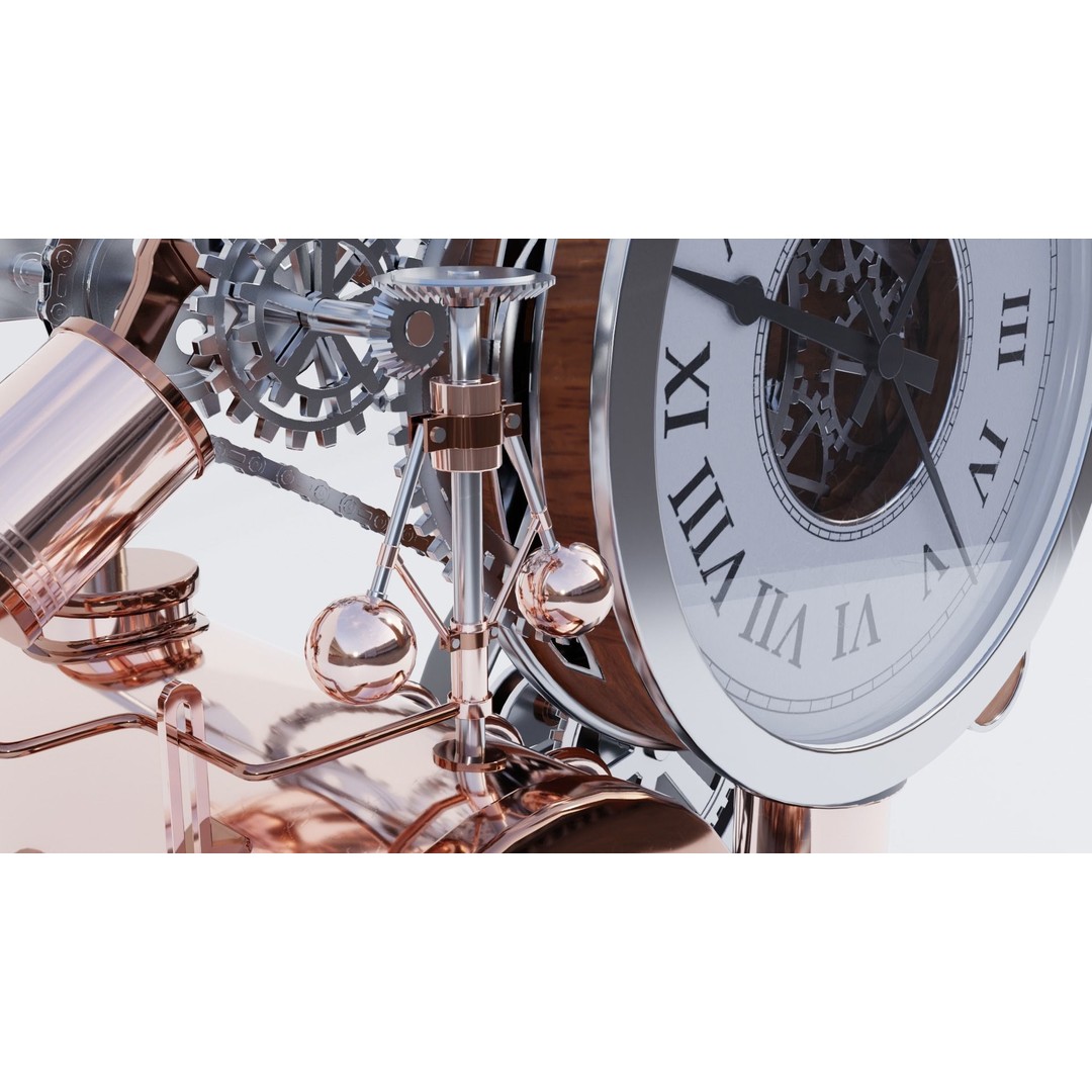 Steampunk Clock 3D Model – PBR Furniture Asset, Blender, FBX, OBJ - View 7