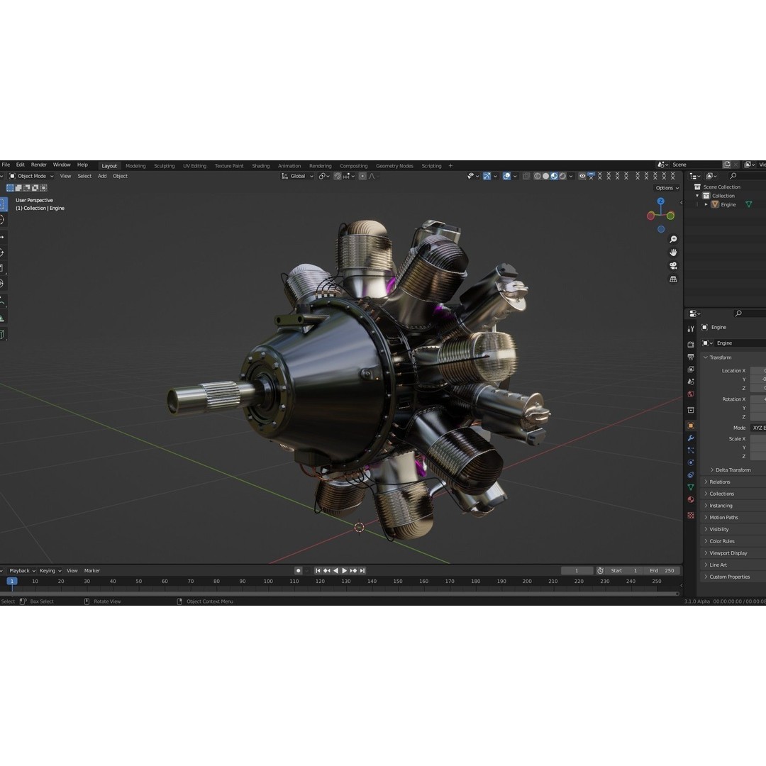 Aircraft Engine 3D Model – High Poly Industrial Asset, FBX, OBJ - View 11