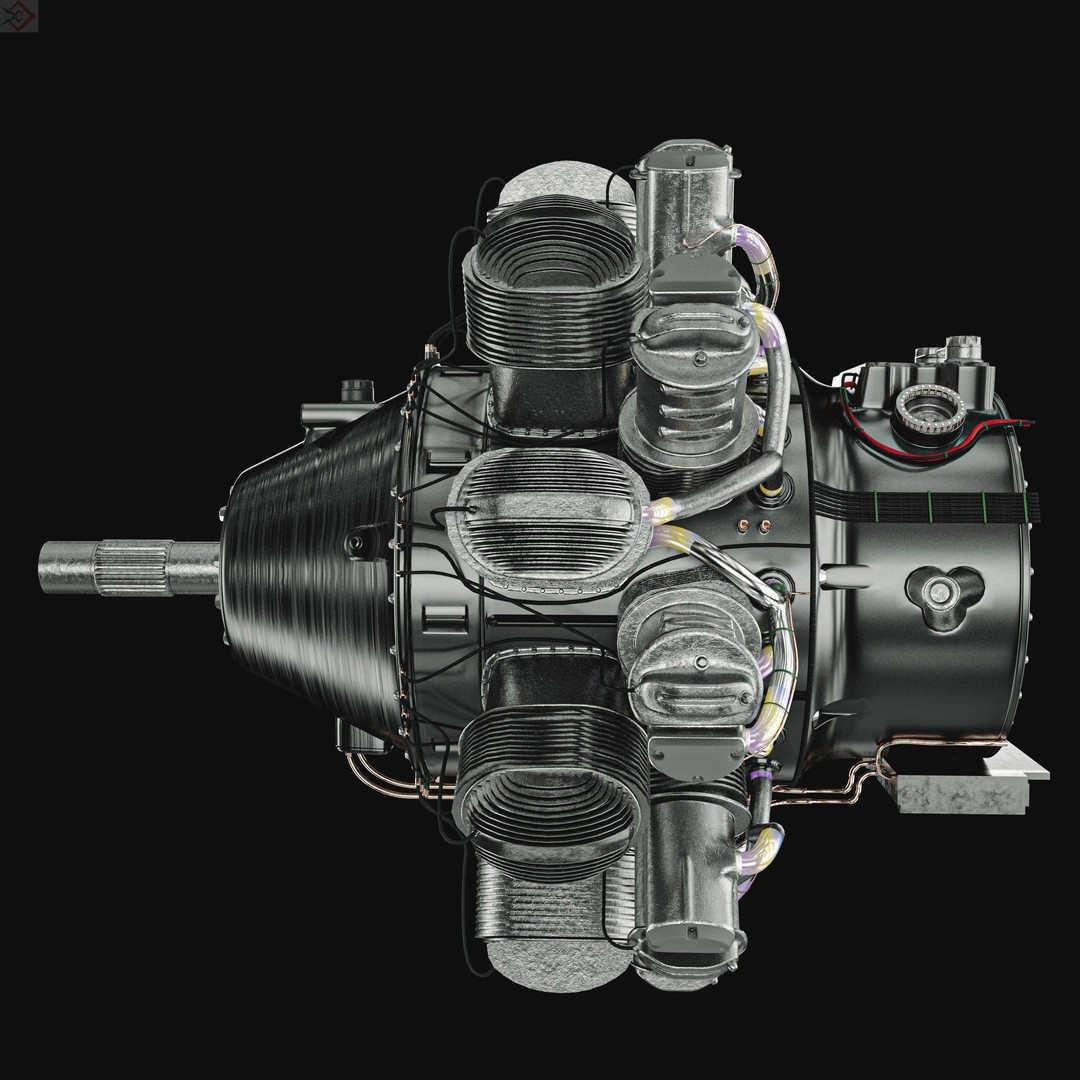 Aircraft Engine 3D Model – High Poly Industrial Asset, FBX, OBJ - View 9
