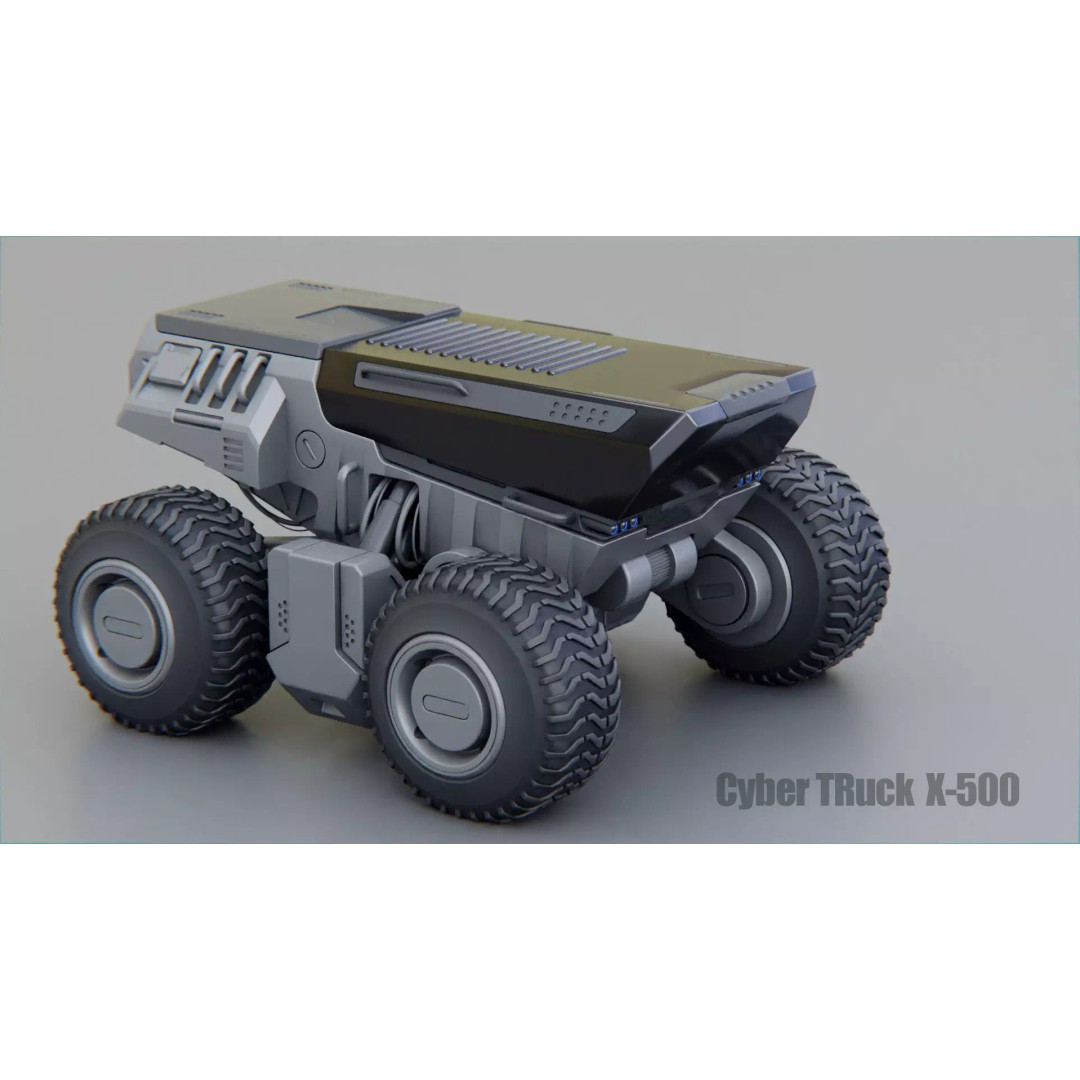 CYBER TRUCK X-500 3D Model – Rigged Sci-Fi Vehicle, Blender, FBX - View 2