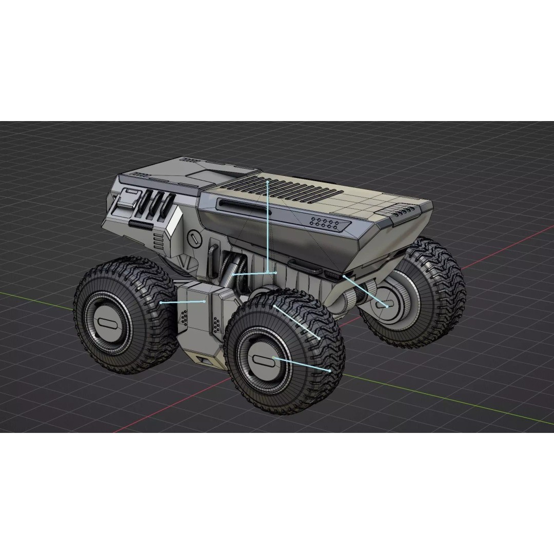 CYBER TRUCK X-500 3D Model – Rigged Sci-Fi Vehicle, Blender, FBX - View 37