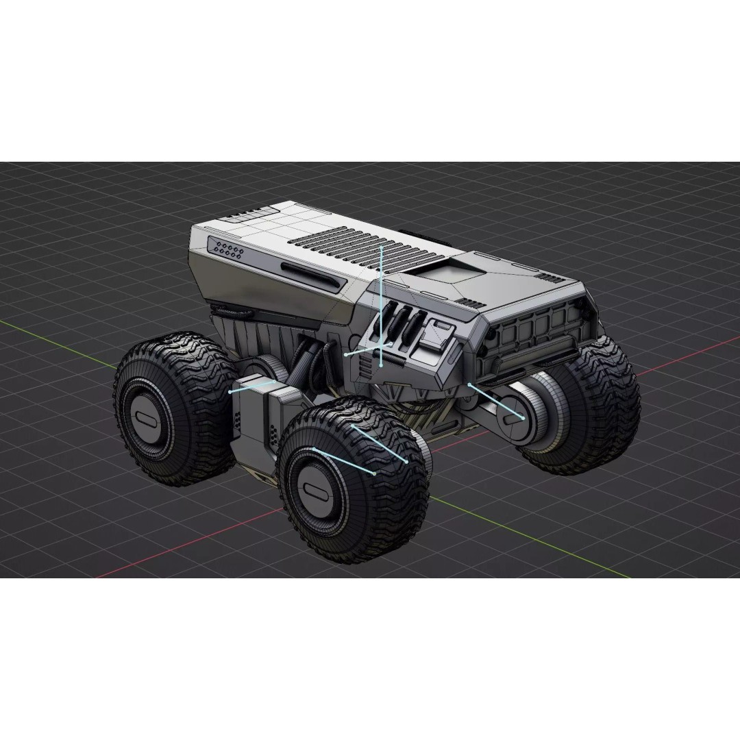 CYBER TRUCK X-500 3D Model – Rigged Sci-Fi Vehicle, Blender, FBX - View 38