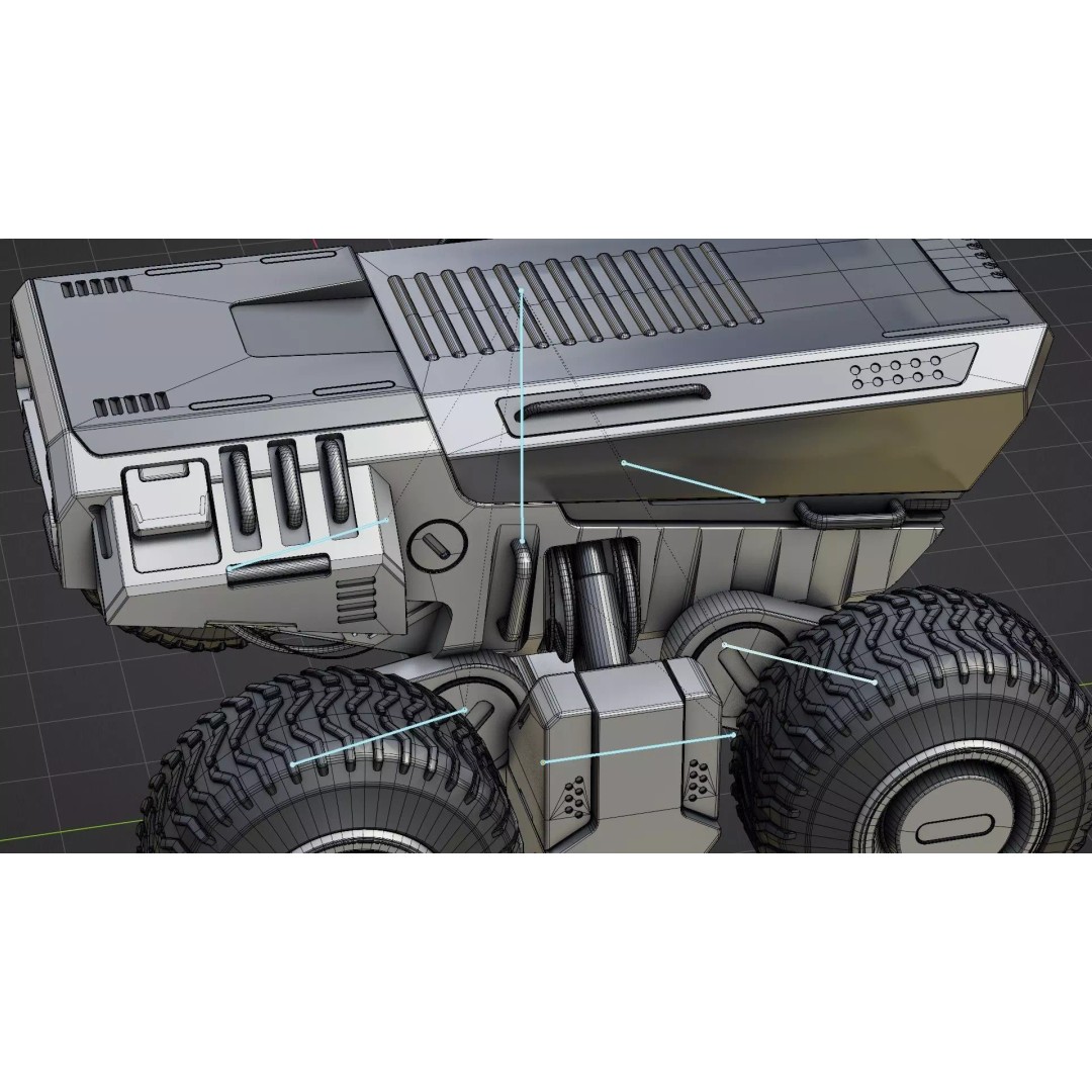 CYBER TRUCK X-500 3D Model – Rigged Sci-Fi Vehicle, Blender, FBX - View 39