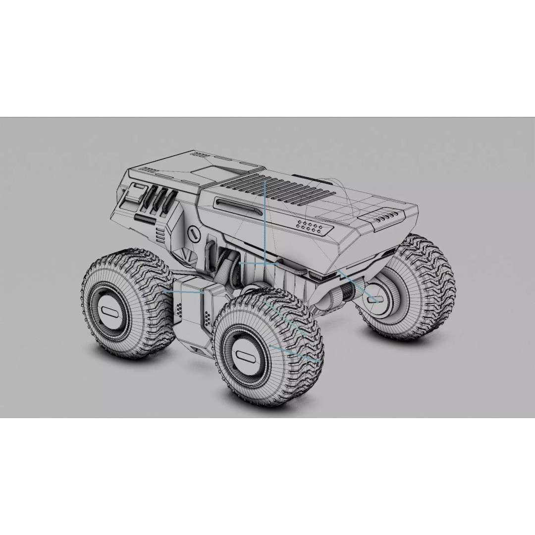 CYBER TRUCK X-500 3D Model – Rigged Sci-Fi Vehicle, Blender, FBX - View 40