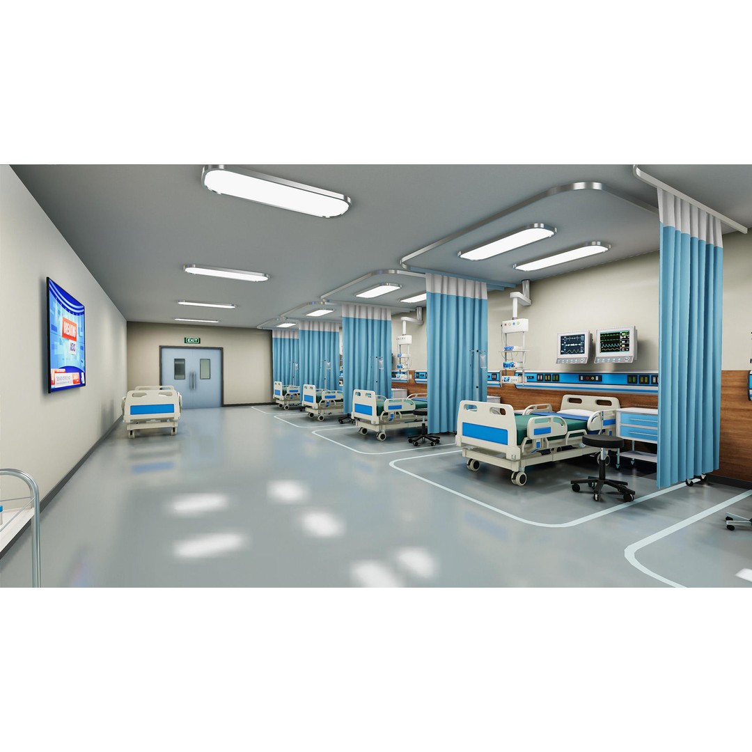 Hospital Wardroom 3D Model – Low Poly Medical Asset, FBX, Unity - View 6