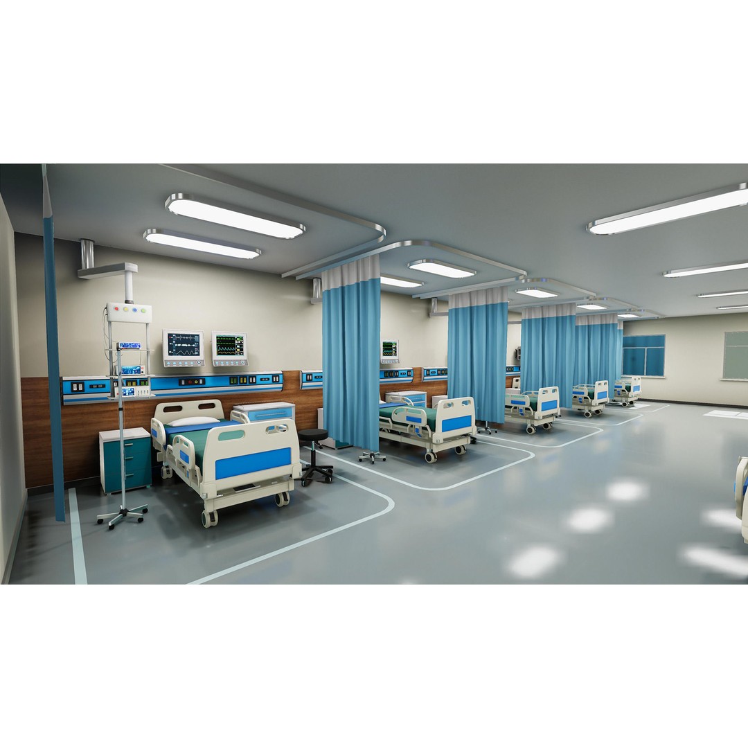 Hospital Wardroom 3D Model – Low Poly Medical Asset, FBX, Unity - View 8