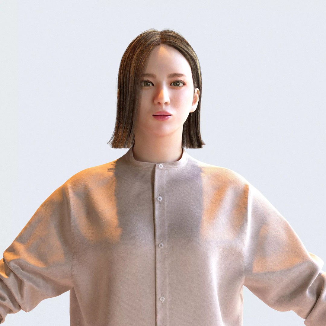 Asian Casual Woman 3D Model – A-Pose, Game-Ready, FBX, Blender - View 2