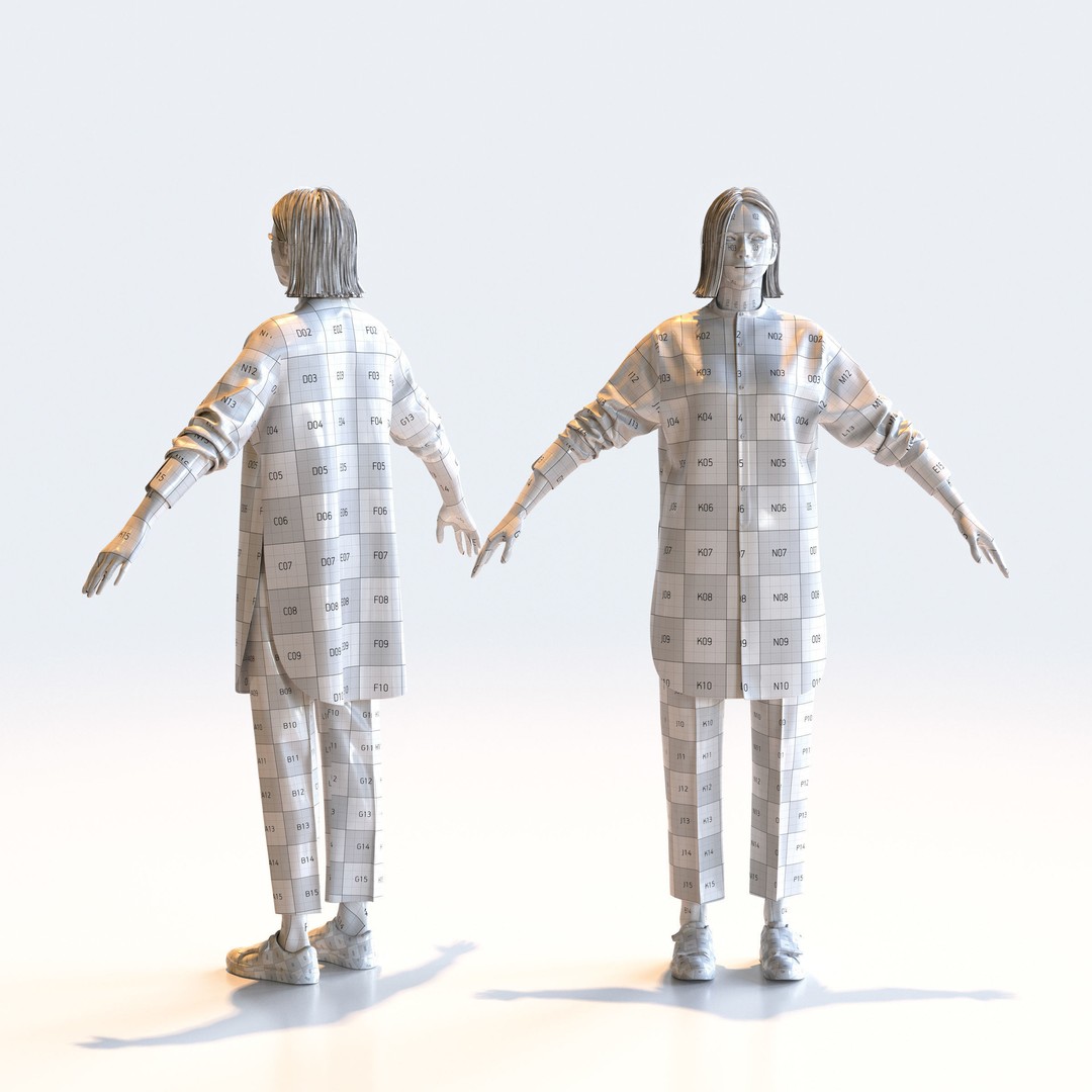 Asian Casual Woman 3D Model – A-Pose, Game-Ready, FBX, Blender - View 5