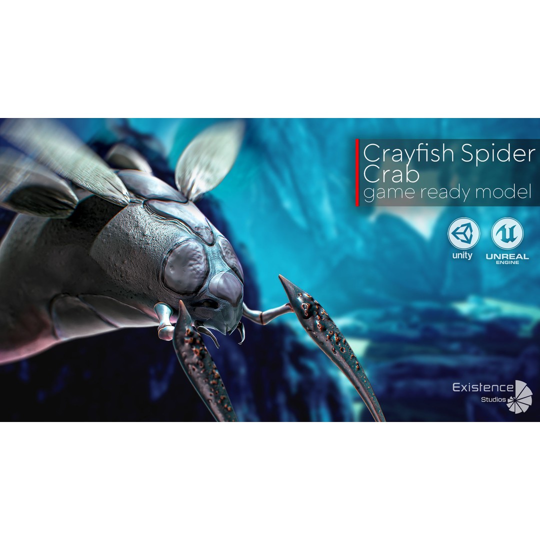 Crayfish Spider Crab 3D Model – Low Poly Game Ready Asset, FBX - View 3