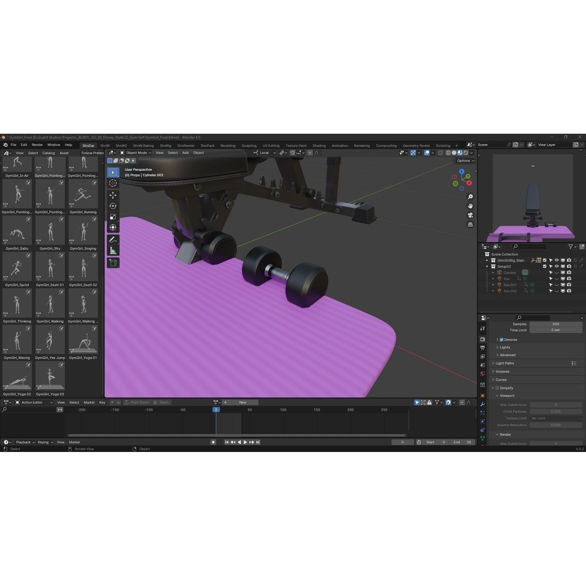 Cartoon Sports Gym Fitness Girl - Low-Poly Game-Ready 3D Model - View 29