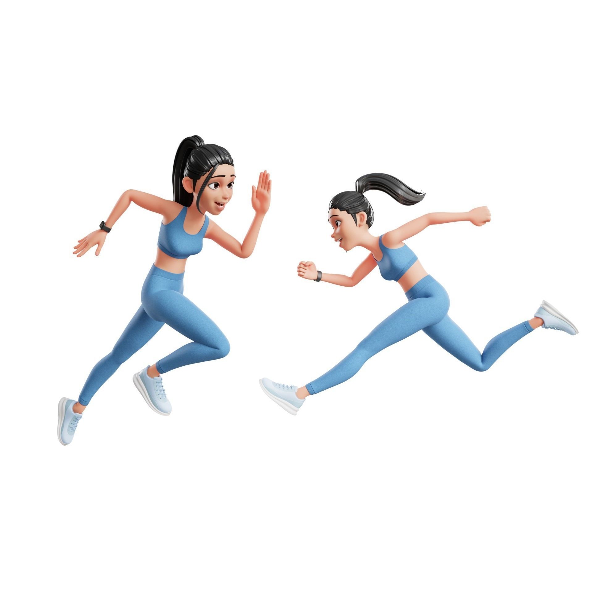 Cartoon Sports Gym Fitness Girl - Low-Poly Game-Ready 3D Model - View 6