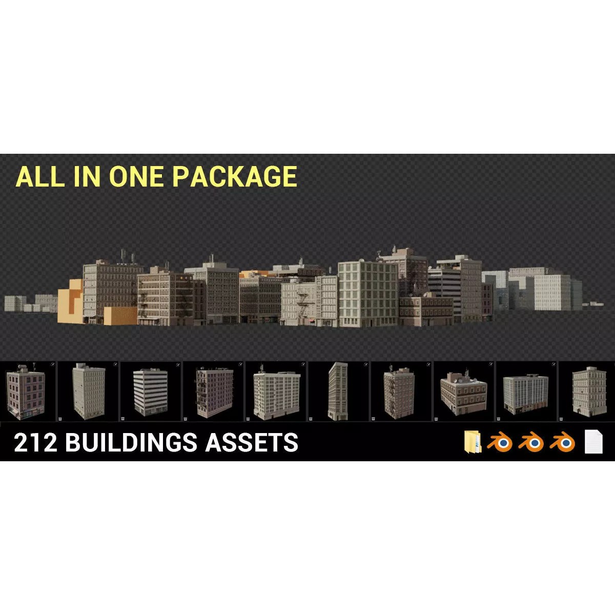 Buildings Asset Pack - Modular Game-Ready 3D Model - View 2