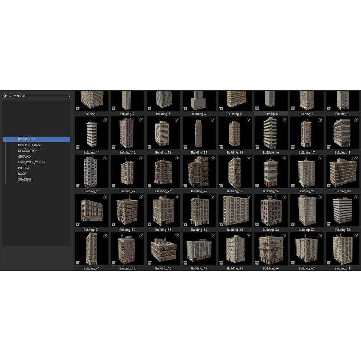 Buildings Asset Pack - Modular Game-Ready 3D Model - View 7