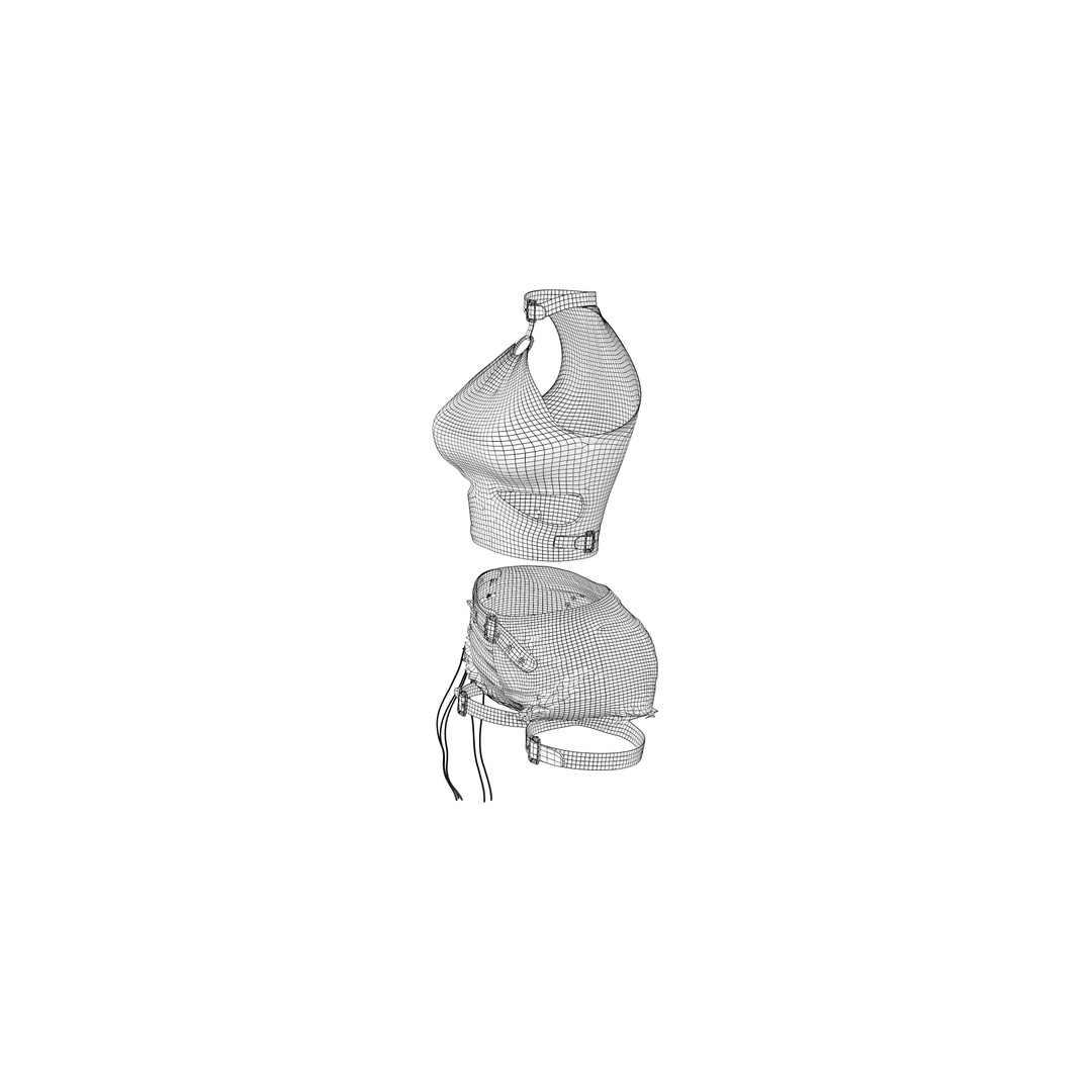 Ripped Denim Shorts 3D Model – Low Poly Chick Outfit, FBX - View 11