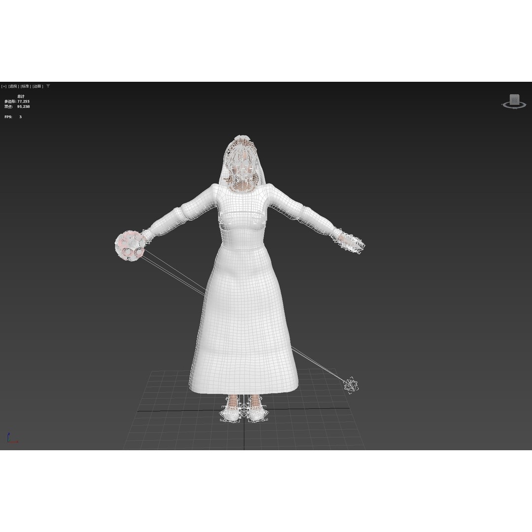 Bride 3D Model – Rigged Low-Poly Character for Animation, FBX, OBJ