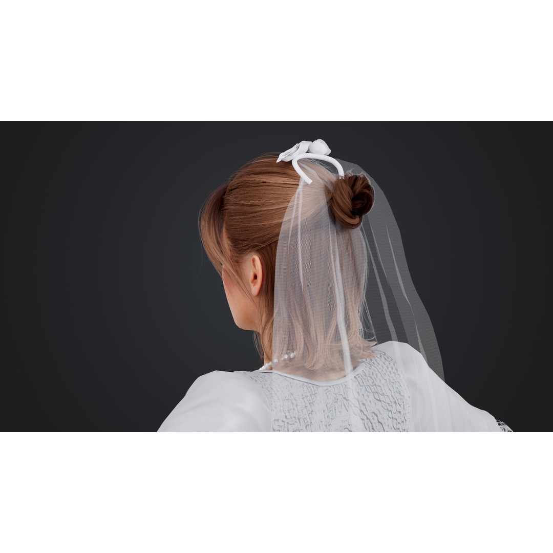 Bride 3D Model – Rigged Low-Poly Character for Animation, FBX, OBJ - View 12