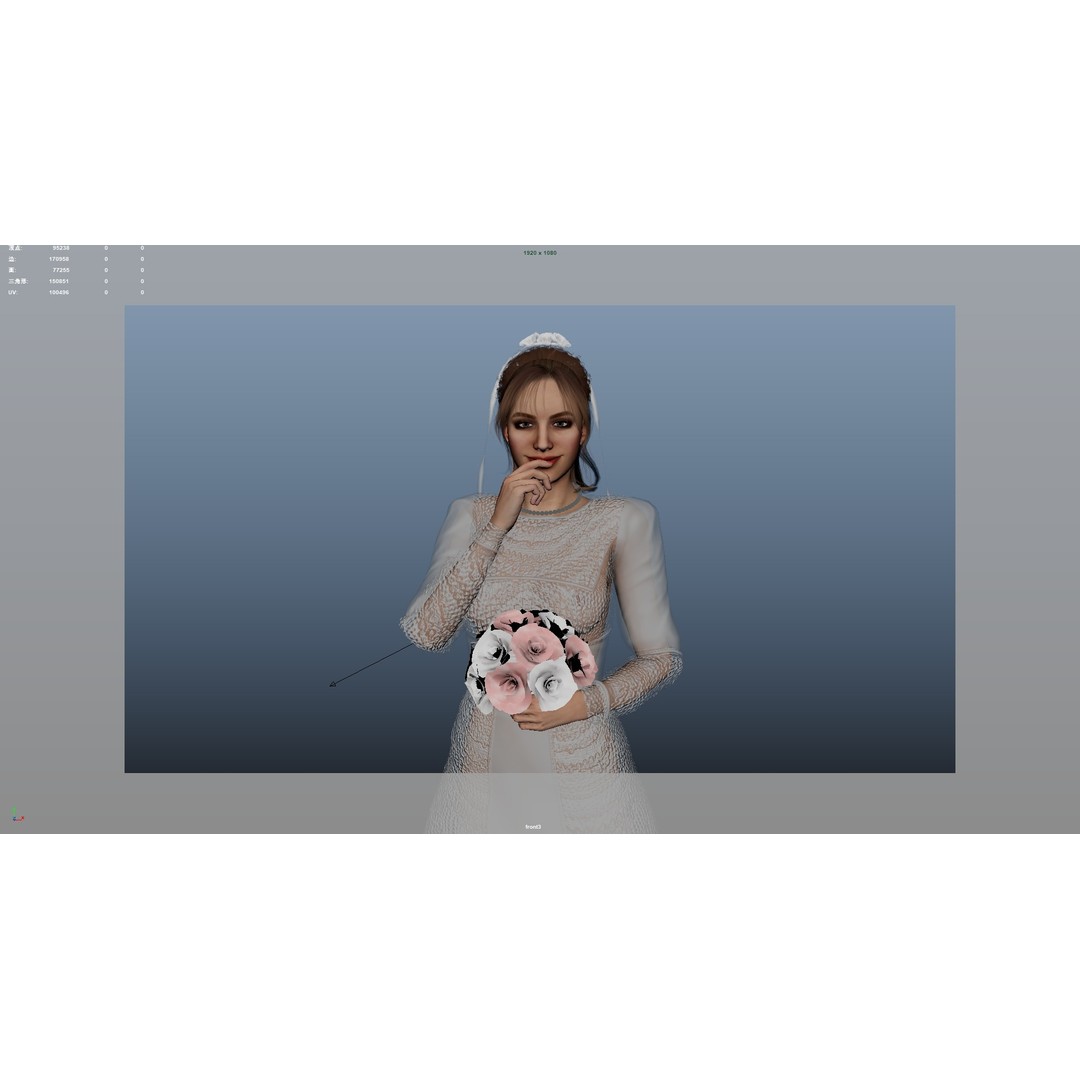 Bride 3D Model – Rigged Low-Poly Character for Animation, FBX, OBJ - View 13