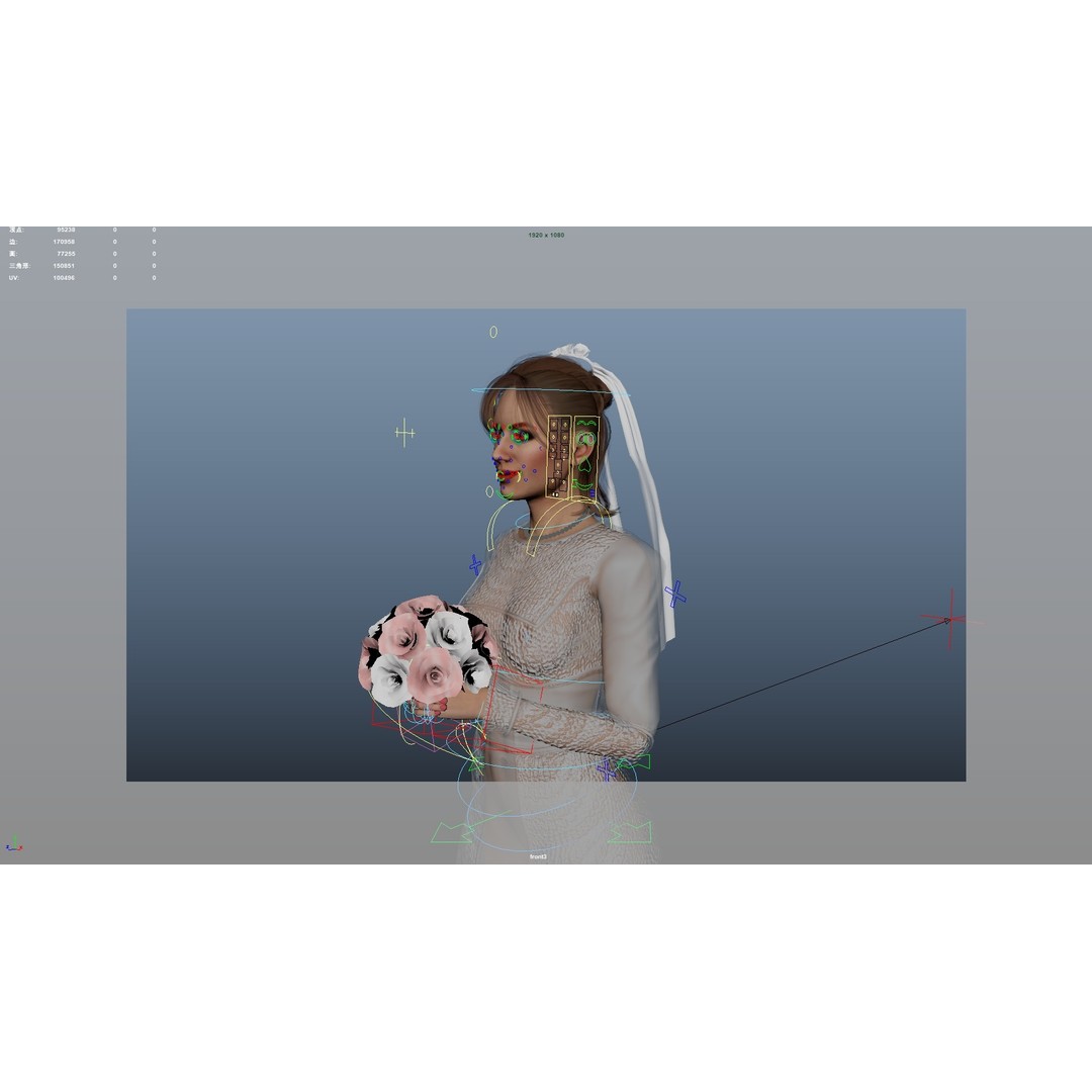 Bride 3D Model – Rigged Low-Poly Character for Animation, FBX, OBJ - View 15