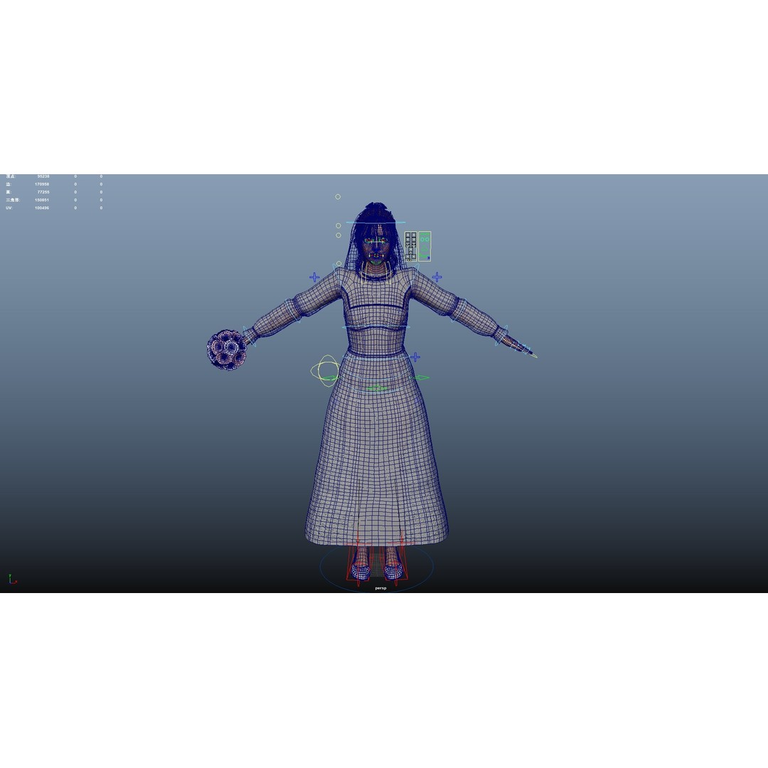 Bride 3D Model – Rigged Low-Poly Character for Animation, FBX, OBJ - View 18