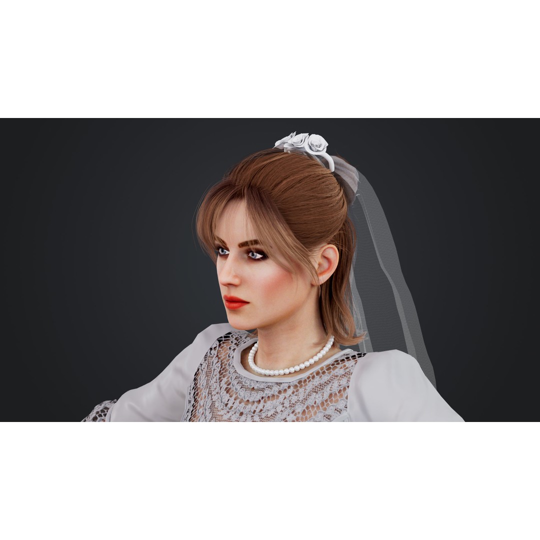 Bride 3D Model – Rigged Low-Poly Character for Animation, FBX, OBJ - View 9