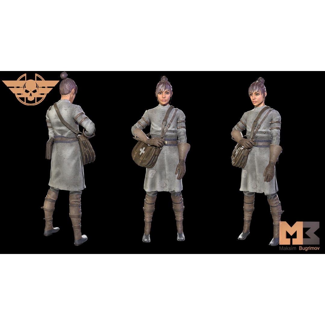 Medic Dystopia 3D Model – Low Poly Game Character, FBX, PBR Textures - View 10