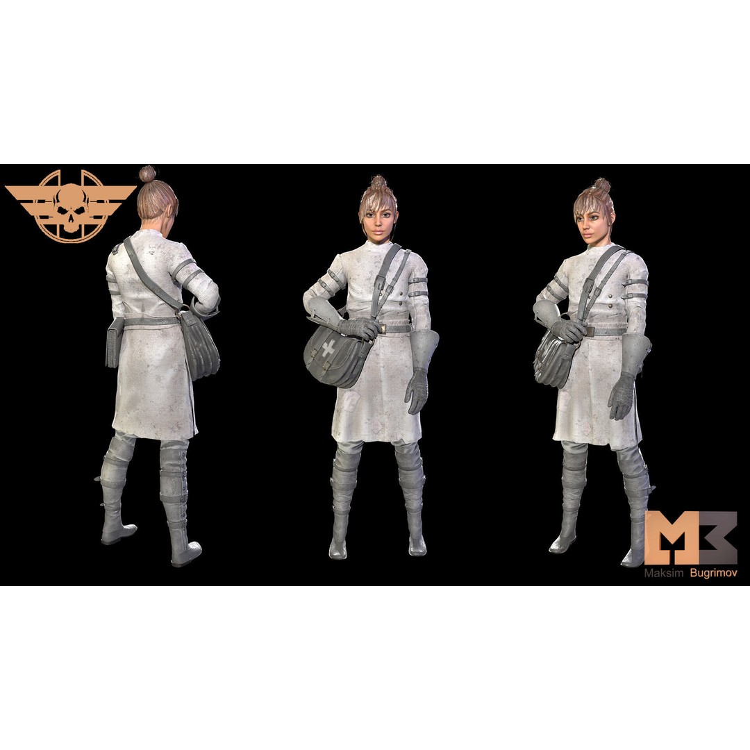 Medic Dystopia 3D Model – Low Poly Game Character, FBX, PBR Textures - View 11