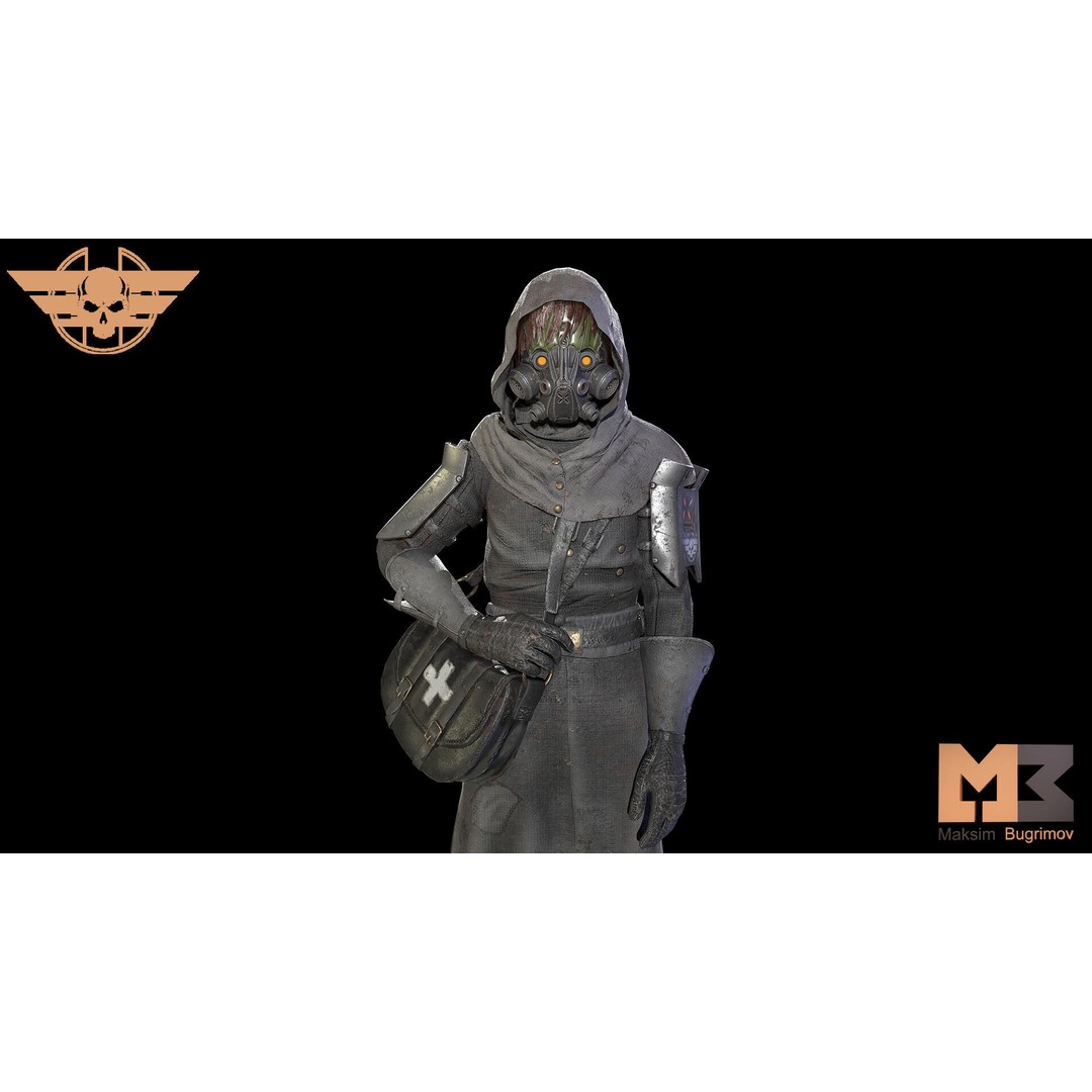Medic Dystopia 3D Model – Low Poly Game Character, FBX, PBR Textures - View 12